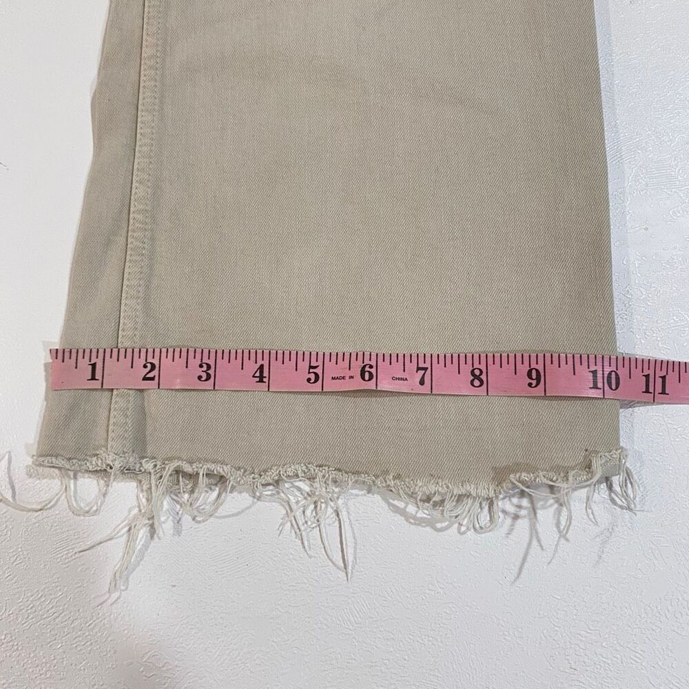 Zara Marine Straight Beige Wide Leg Jeans Frayed Hem US 0 - Picture 8 of 9
